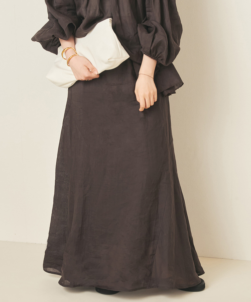 plage(プラージュ)の「RAMY LINEN TACK スカート(スカート・レディース・ボルドー/ブラウン・38/36)」の9枚目の写真