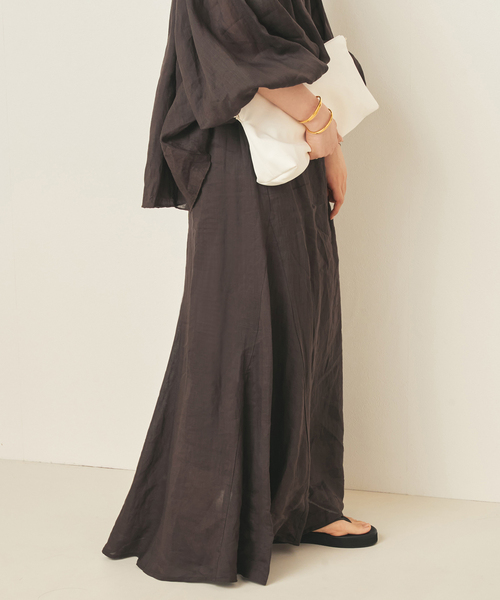 plage(プラージュ)の「RAMY LINEN TACK スカート(スカート・レディース・ボルドー/ブラウン・38/36)」の10枚目の写真