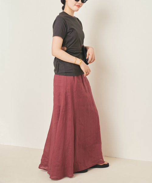 plage(プラージュ)の「RAMY LINEN TACK スカート(スカート・レディース・ボルドー/ブラウン・38/36)」の21枚目の写真