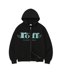 RANDOMOFF（ランダムオフ）の「ROEFF ANGEL DOT SPACE OVER FIT 2-WAY ZIP-UP Black(Mint)（パーカー）」