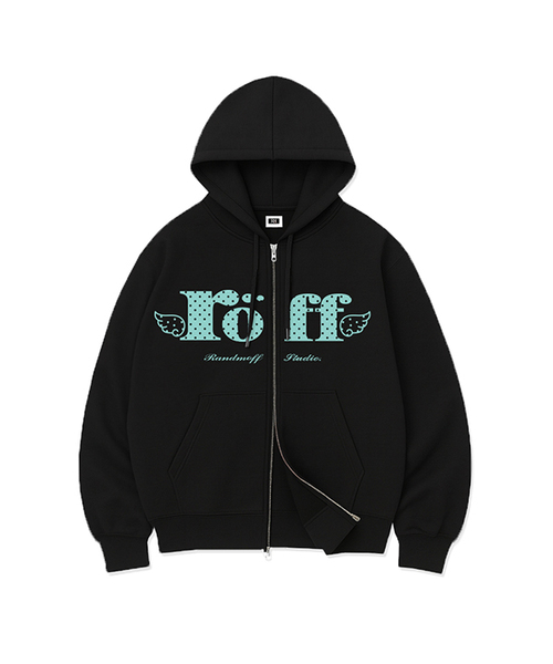 RANDOMOFF(ランダムオフ)の「ROEFF ANGEL DOT SPACE OVER FIT 2-WAY ZIP-UP Black(Mint)(パーカー・レディース・ブラック・SMALL/MEDIUM/LARGE/X-LARGE)」の1枚目の写真