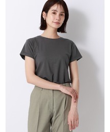 クルーネックTシャツ/半袖/ウォッシャブル/接触冷感/レーヨンストレッチポンチ/BIYORI UP