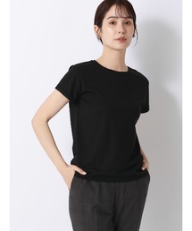 クルーネックTシャツ／半袖／ウォッシャブル／接触冷感／レーヨンストレッチポンチ／BIYORI UP