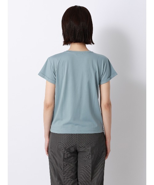 SUIT SQUARE(スーツスクエア)の「クルーネックTシャツ/半袖/ウォッシャブル/接触冷感/レーヨンストレッチポンチ/BIYORI UP(Tシャツ/カットソー・レディース・ブラック/サックスブルー/オフホワイト/グレー/ブラウン・FREE)」の19枚目の写真