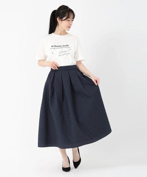 STRAWBERRY-FIELDS(ストロベリーフィールズ)の「スワイ天竺_箔レタープリントTシャツ(Tシャツ/カットソー・レディース・オフホワイト・2)」の2枚目の写真