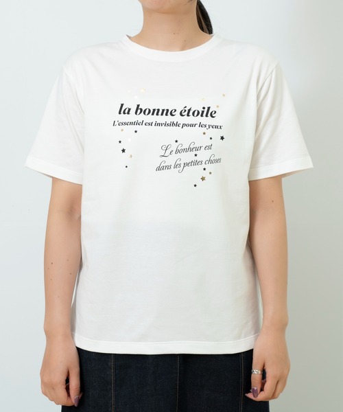STRAWBERRY-FIELDS(ストロベリーフィールズ)の「スワイ天竺_箔レタープリントTシャツ(Tシャツ/カットソー・レディース・オフホワイト・2)」の14枚目の写真