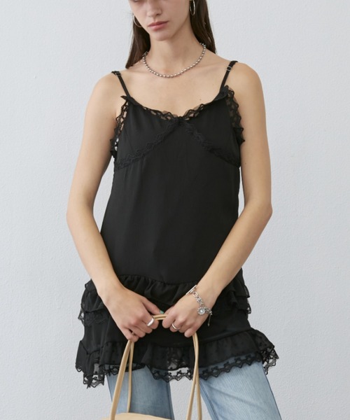 Rohwel（ローウェル）の「Tiered Lace Camisole Dress / ティアードレースキャミソールドレス（キャミソール・レディース・ブラック/ホワイト・FREE）」の22枚目の写真