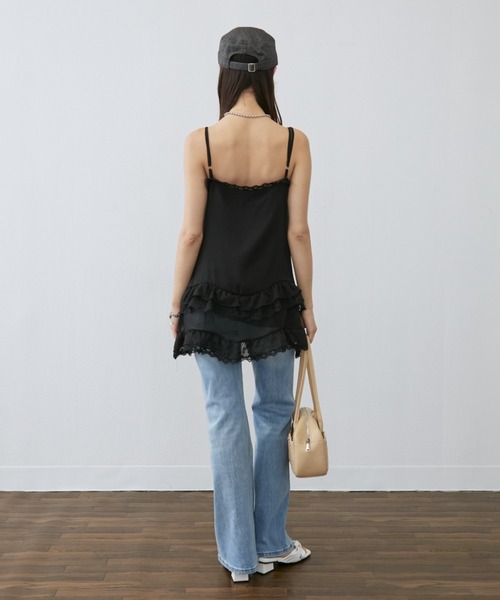 Rohwel（ローウェル）の「Tiered Lace Camisole Dress / ティアードレースキャミソールドレス（キャミソール・レディース・ブラック/ホワイト・FREE）」の14枚目の写真