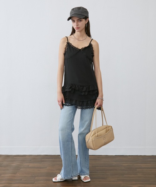 Rohwel（ローウェル）の「Tiered Lace Camisole Dress / ティアードレースキャミソールドレス（キャミソール・レディース・ブラック/ホワイト・FREE）」の20枚目の写真