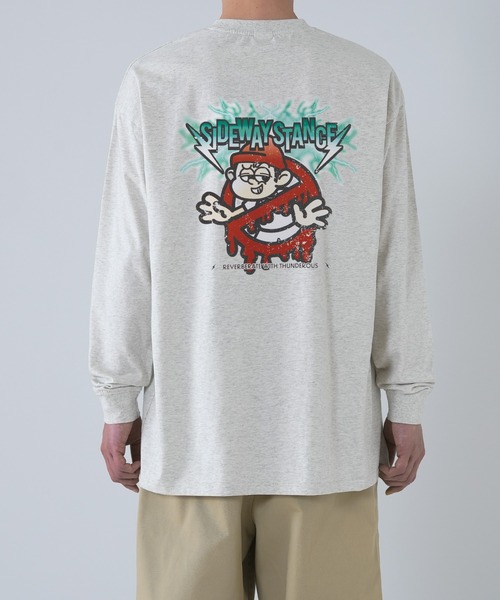 SIDEWAY STANCE(サイドウェイスタンス)の「【SIDEWAY STANCE】サンダーノーウェイ長袖Tシャツ SIDE23-194(Tシャツ/カットソー・メンズ・ホワイト/カーキ/ブラック/オートミール/ダークブルー/パープル・X-LARGE/LARGE/SMALL/MEDIUM)」の3枚目の写真