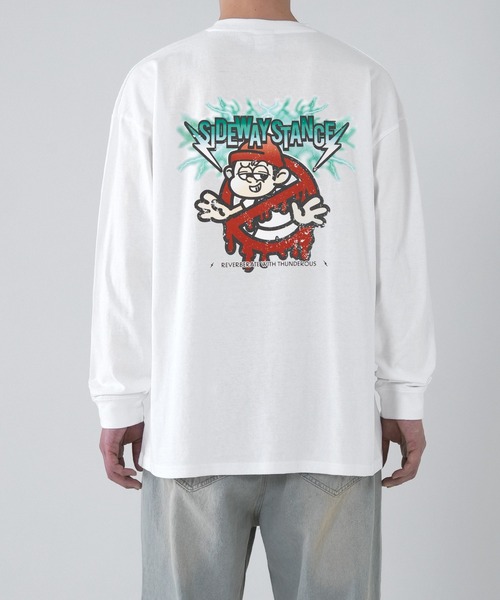 SIDEWAY STANCE(サイドウェイスタンス)の「【SIDEWAY STANCE】サンダーノーウェイ長袖Tシャツ SIDE23-194(Tシャツ/カットソー・メンズ・ホワイト/カーキ/ブラック/オートミール/ダークブルー/パープル・X-LARGE/LARGE/SMALL/MEDIUM)」の1枚目の写真