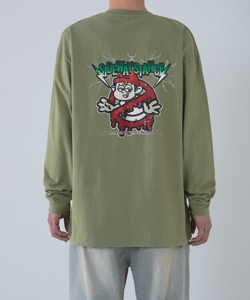 SIDEWAY STANCE(サイドウェイスタンス)の「【SIDEWAY STANCE】サンダーノーウェイ長袖Tシャツ SIDE23-194(Tシャツ/カットソー・メンズ・ホワイト/カーキ/ブラック/オートミール/ダークブルー/パープル・X-LARGE/LARGE/SMALL/MEDIUM)」の4枚目の写真