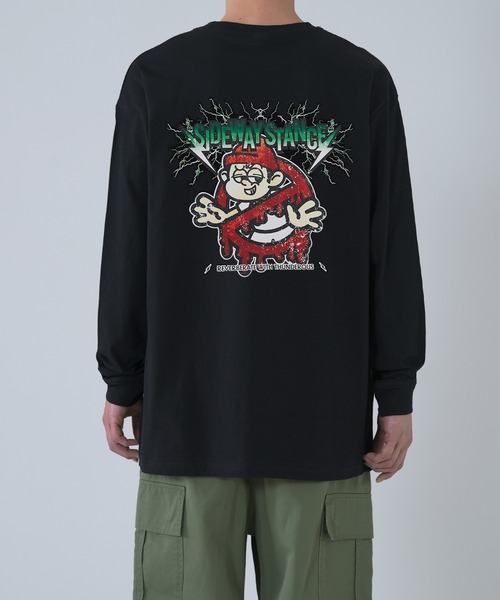 SIDEWAY STANCE(サイドウェイスタンス)の「【SIDEWAY STANCE】サンダーノーウェイ長袖Tシャツ SIDE23-194(Tシャツ/カットソー・メンズ・ホワイト/カーキ/ブラック/オートミール/ダークブルー/パープル・X-LARGE/LARGE/SMALL/MEDIUM)」の2枚目の写真