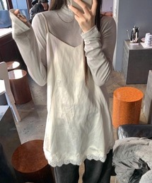 レースヘム切替えキャミチュニック