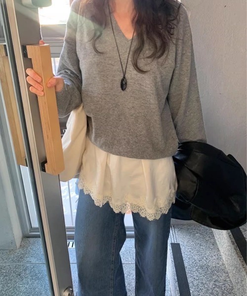 LADY LIKE(レディライク)の「レースヘム切替えキャミチュニック(キャミソール・レディース・アイボリー・M)」の12枚目の写真