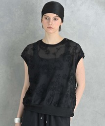 チュール刺繍メッシュプルオーバー