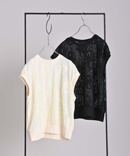 RAW FUDGE(ローファッジ)の「チュール刺繍メッシュプルオーバー(その他トップス・レディース・アイボリー/ブラック・M)」の3枚目の写真