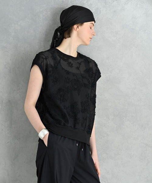 RAW FUDGE(ローファッジ)の「チュール刺繍メッシュプルオーバー(その他トップス・レディース・アイボリー/ブラック・M)」の7枚目の写真