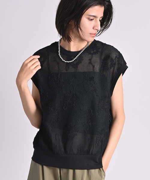 RAW FUDGE(ローファッジ)の「チュール刺繍メッシュプルオーバー(その他トップス・レディース・アイボリー/ブラック・M)」の9枚目の写真