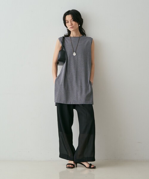 qualite（カリテ）の「【接触冷感・セットアップ対応】レーヨンストレッチニットチュニック　夏服　オフィスカジュアル　タンクトップ（ニット/セーター・レディース・グレー系その他2/ダークベージュ・フリー）」の12枚目の写真