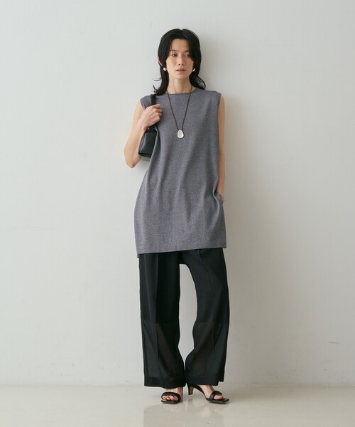 qualite（カリテ）の「【接触冷感・セットアップ対応】レーヨンストレッチニットチュニック　夏服　オフィスカジュアル　タンクトップ（ニット/セーター・レディース・グレー系その他2/ダークベージュ・フリー）」の22枚目の写真