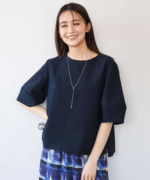 MK MICHEL KLEIN（エムケーミッシェルクラン）の「[撥水/UVカット/洗える]ランタンスリーブブラウス（シャツ/ブラウス・レディース・ネイビー/ブルー・38）」の21枚目の写真