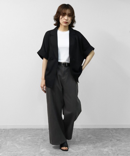 THE CELL.（ザセルドット）の「センターシーム　ワイドストレートデニム　CENTER SEAM WIDE STRAIGHT DENIM（デニムパンツ・レディース・アイボリー/チャコールグレー・FREE）」の16枚目の写真
