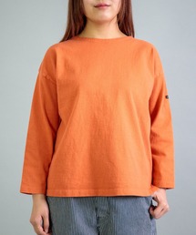 Tシャツ/カットソー（オレンジ/橙色系・ボートネック）ファッション