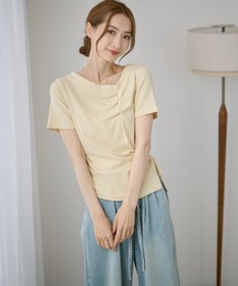 フロント ギャザー サイド リボン Tシャツ
