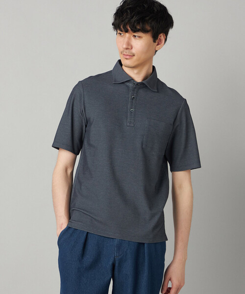 COMME CA MEN（コムサメン）の「【抗菌防臭加工】衿裏チェック使い カッタウェイポロシャツ（ポロシャツ・メンズ・ブルー/ネイビー/ライトグレー/ブラウン・L/M/XL）」の3枚目の写真
