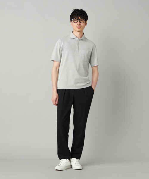 COMME CA MEN（コムサメン）の「【抗菌防臭加工】衿裏チェック使い カッタウェイポロシャツ（ポロシャツ・メンズ・ブルー/ネイビー/ライトグレー/ブラウン・L/M/XL）」の5枚目の写真