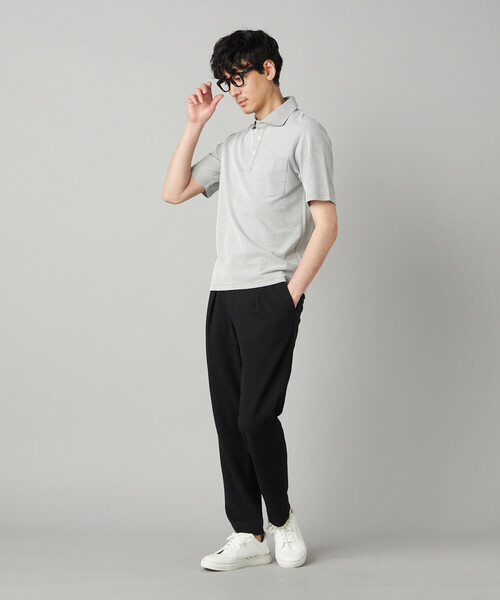 COMME CA MEN（コムサメン）の「【抗菌防臭加工】衿裏チェック使い カッタウェイポロシャツ（ポロシャツ・メンズ・ブルー/ネイビー/ライトグレー/ブラウン・L/M/XL）」の6枚目の写真
