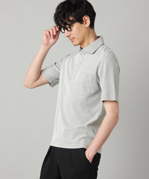 COMME CA MEN（コムサメン）の「【抗菌防臭加工】衿裏チェック使い カッタウェイポロシャツ（ポロシャツ・メンズ・ブルー/ネイビー/ライトグレー/ブラウン・L/M/XL）」の11枚目の写真