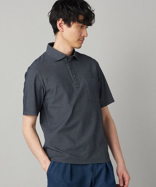 COMME CA MEN（コムサメン）の「【抗菌防臭加工】衿裏チェック使い カッタウェイポロシャツ（ポロシャツ・メンズ・ブルー/ネイビー/ライトグレー/ブラウン・L/M/XL）」の14枚目の写真