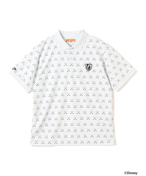 BEAMS GOLF(ビームスゴルフ)の「〈MEN〉Disney / ミッキーマウス / 総柄 ポロシャツ(吸水速乾・UVカット)(ポロシャツ・メンズ・ネイビー/オフホワイト・M/XL/S/L)」の2枚目の写真