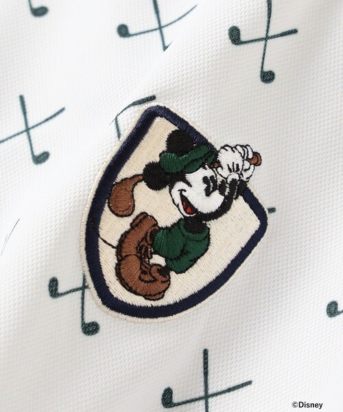 BEAMS GOLF(ビームスゴルフ)の「〈MEN〉Disney / ミッキーマウス / 総柄 ポロシャツ(吸水速乾・UVカット)(ポロシャツ・メンズ・ネイビー/オフホワイト・M/XL/S/L)」の4枚目の写真