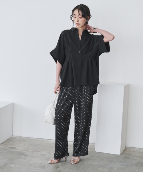 Anclear oui(アンクリアウィ)の「ドット柄イージーパンツ(その他パンツ・レディース・ブラック/アイボリー・F)」の5枚目の写真