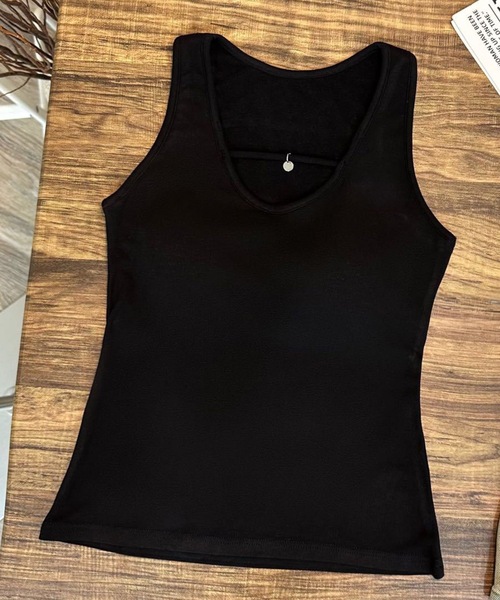 Lace Ladies（レースレディース）の「ソリッドカラー Uネック ストラップ カップ付き タンクトップ（タンクトップ・レディース・グレー/ブラウン/ホワイト/ブラック・FREE）」の2枚目の写真