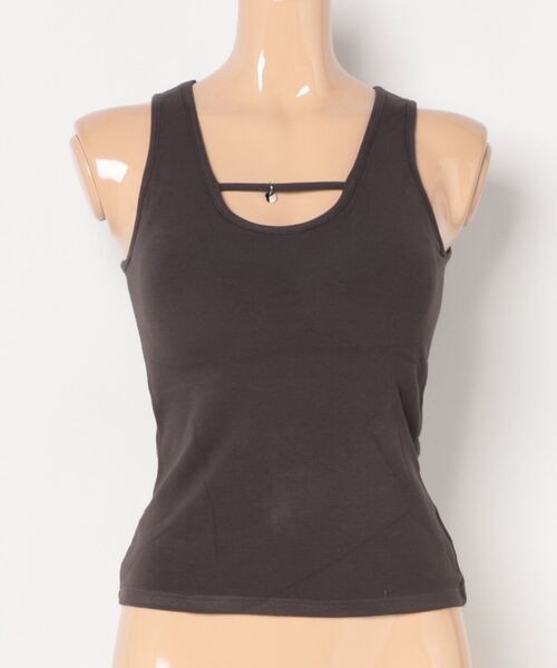 Lace Ladies（レースレディース）の「ソリッドカラー Uネック ストラップ カップ付き タンクトップ（タンクトップ・レディース・グレー/ブラウン/ホワイト/ブラック・FREE）」の12枚目の写真