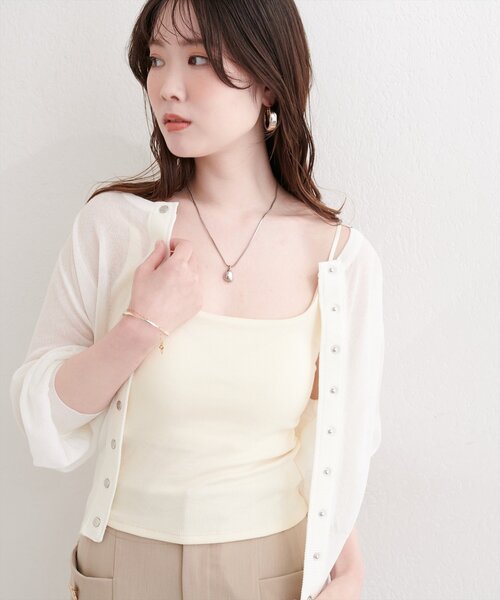 natural couture(ナチュラルクチュール)の「カップ付きレースキャミ(キャミソール・レディース・ベージュ/ブラック系その他/ブラック/アイボリー/オフホワイト・FREE)」の9枚目の写真