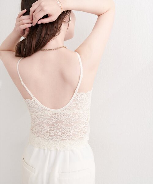 natural couture(ナチュラルクチュール)の「カップ付きレースキャミ(キャミソール・レディース・ベージュ/ブラック系その他/ブラック/アイボリー/オフホワイト・FREE)」の14枚目の写真