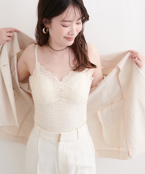 natural couture(ナチュラルクチュール)の「カップ付きレースキャミ(キャミソール・レディース・ベージュ/ブラック系その他/ブラック/アイボリー/オフホワイト・FREE)」の15枚目の写真