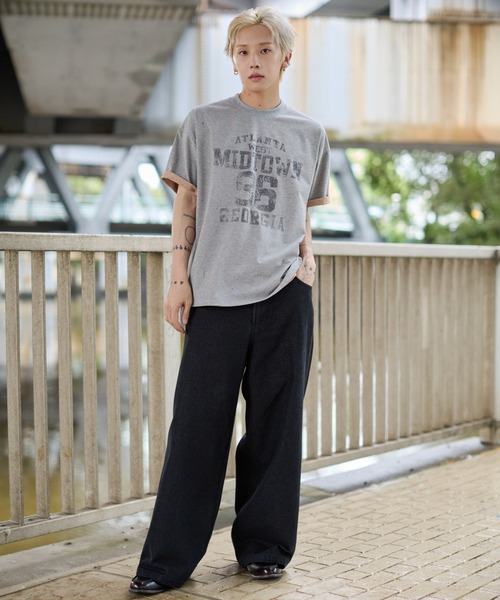 WEGO(ウィゴー)の「WEGO/バイカラーロゴT(Tシャツ/カットソー・メンズ・ブラック/グレー・LARGE/MEDIUM)」の3枚目の写真