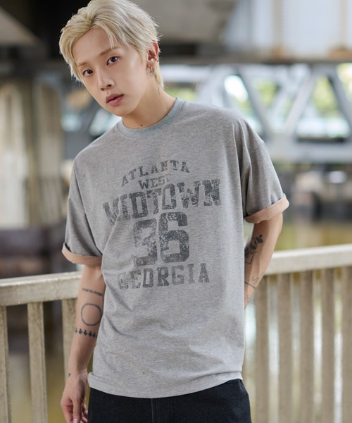 WEGO(ウィゴー)の「WEGO/バイカラーロゴT(Tシャツ/カットソー・メンズ・ブラック/グレー・LARGE/MEDIUM)」の12枚目の写真
