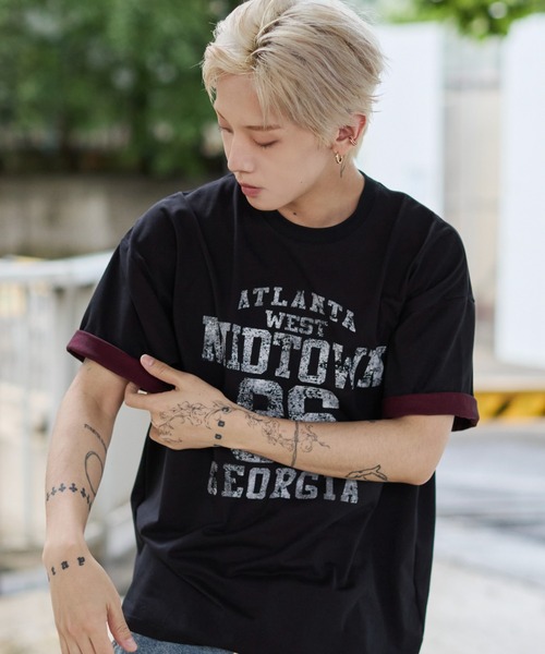 WEGO(ウィゴー)の「WEGO/バイカラーロゴT(Tシャツ/カットソー・メンズ・ブラック/グレー・LARGE/MEDIUM)」の16枚目の写真