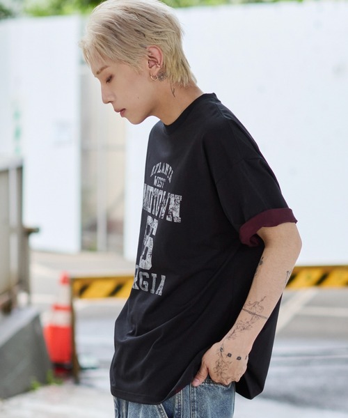 WEGO(ウィゴー)の「WEGO/バイカラーロゴT(Tシャツ/カットソー・メンズ・ブラック/グレー・LARGE/MEDIUM)」の18枚目の写真