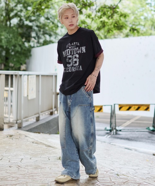 WEGO(ウィゴー)の「WEGO/バイカラーロゴT(Tシャツ/カットソー・メンズ・ブラック/グレー・LARGE/MEDIUM)」の22枚目の写真
