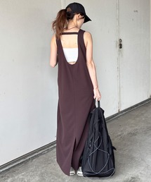 ISOOK | 【ISOOK / アイスー】カットジョーゼットバックオープンワンピース / Iライン ロング丈 ノースリーブ 夏 ZOZOTOWN限定(ワンピース)
