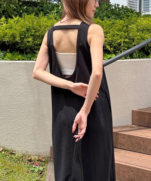 ISOOK(アイスー)の「【ISOOK / アイスー】カットジョーゼットバックオープンワンピース / Iライン ロング丈 ノースリーブ 夏 ZOZOTOWN限定(ワンピース・レディース・ブラウン/ブラック・FREE)」の2枚目の写真