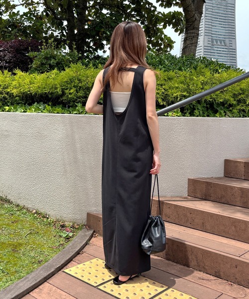 ISOOK(アイスー)の「【ISOOK / アイスー】カットジョーゼットバックオープンワンピース / Iライン ロング丈 ノースリーブ 夏 ZOZOTOWN限定(ワンピース・レディース・ブラウン/ブラック・FREE)」の5枚目の写真
